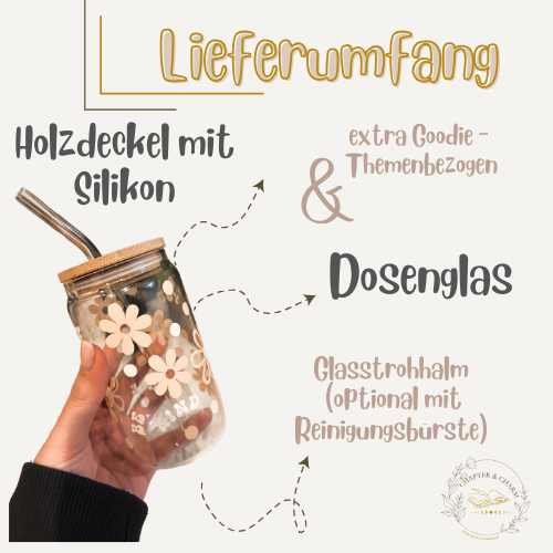 ✨ Dein Wunschglas – Tumbler mit Wunschdesign ✨| Glastumbler | 475ml | incl. Bambusdeckel und Glasstrohhalm